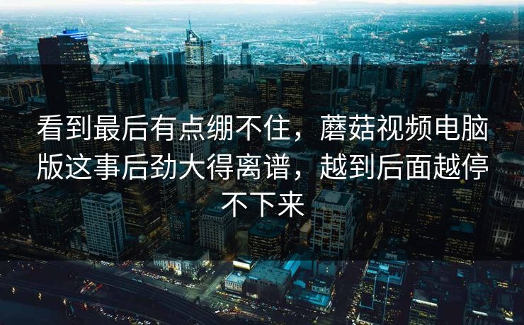 看到最后有点绷不住，蘑菇视频电脑版这事后劲大得离谱，越到后面越停不下来