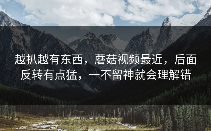 越扒越有东西，蘑菇视频最近，后面反转有点猛，一不留神就会理解错