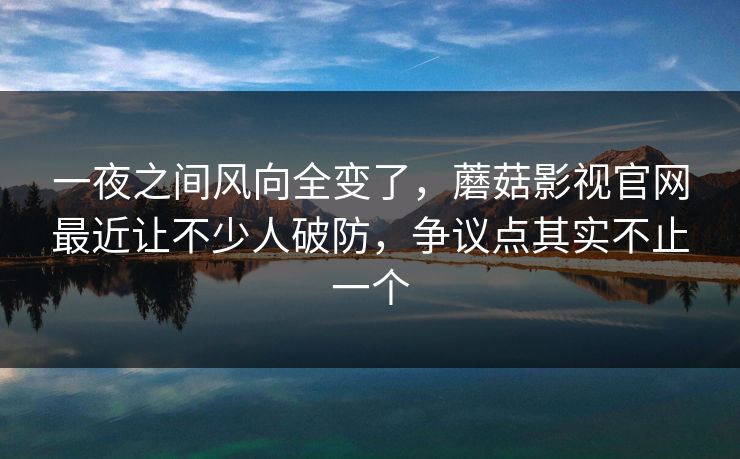 一夜之间风向全变了，蘑菇影视官网最近让不少人破防，争议点其实不止一个