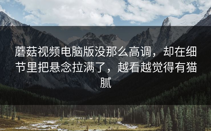 蘑菇视频电脑版没那么高调,却在细节里把悬念拉满了,越看越觉得有猫腻 蘑菇视频电脑版没那么高调,却在细节里把悬念拉满了,越看越觉得有猫腻