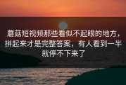 蘑菇短视频那些看似不起眼的地方，拼起来才是完整答案，有人看到一半就停不下来了