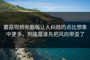蘑菇视频电脑版让人纠结的点比想象中更多，到底是谁先把风向带歪了