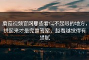 蘑菇视频官网那些看似不起眼的地方，拼起来才是完整答案，越看越觉得有猫腻