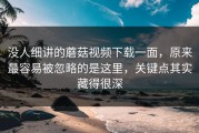 没人细讲的蘑菇视频下载一面，原来最容易被忽略的是这里，关键点其实藏得很深