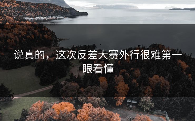 说真的，这次反差大赛外行很难第一眼看懂