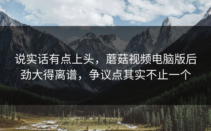说实话有点上头，蘑菇视频电脑版后劲大得离谱，争议点其实不止一个