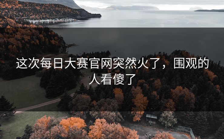 这次每日大赛官网突然火了，围观的人看傻了