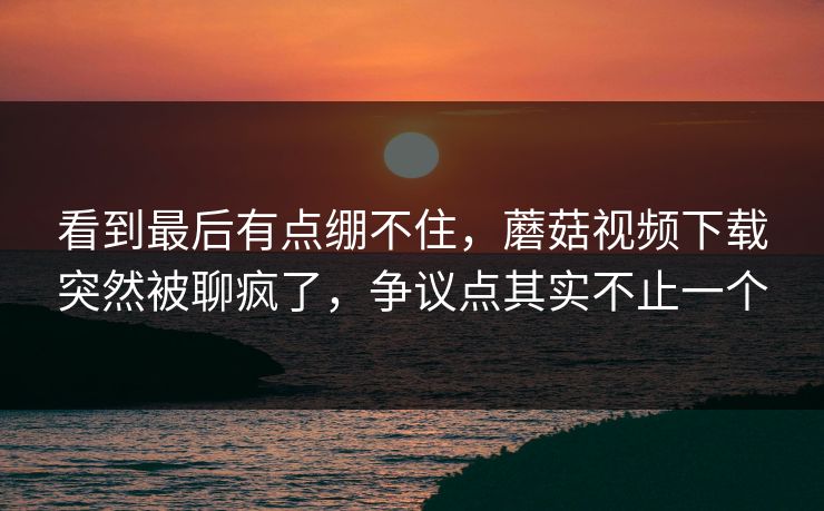 看到最后有点绷不住,蘑菇视频下载突然被聊疯了,争议点其实不止一个 看到最后有点绷不住,蘑菇视频下载突然被聊疯了,争议点其实不止一个