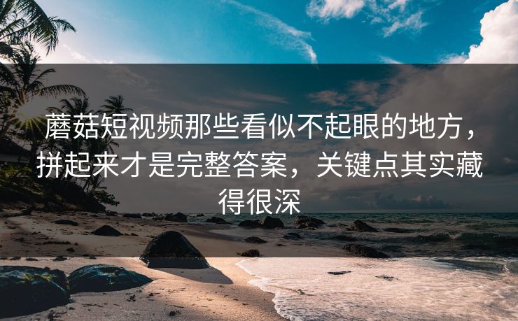蘑菇短视频那些看似不起眼的地方，拼起来才是完整答案，关键点其实藏得很深