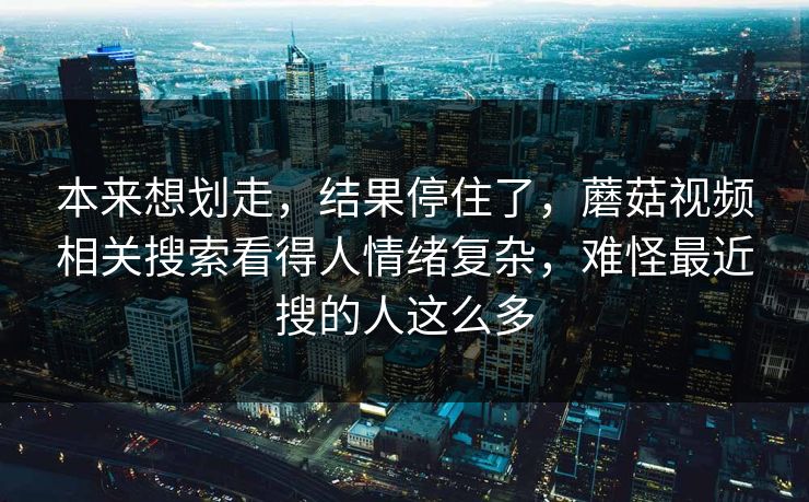 本来想划走，结果停住了，蘑菇视频相关搜索看得人情绪复杂，难怪最近搜的人这么多